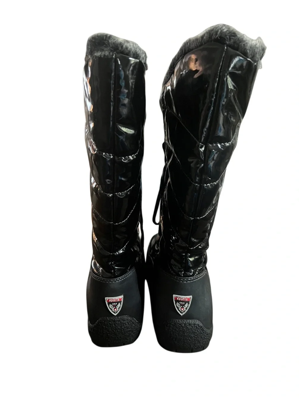 Sporto Charles Black Quilted Waterproof Winter Boots/Faux Fur Lining Sz 9.5